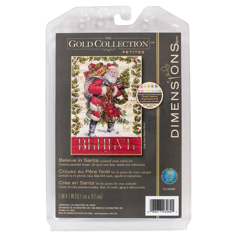 Dimensions® Counted Cross Stitch Kit, Believe in Santa