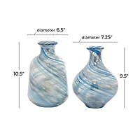 Blue Contemporary Glass Vase Set