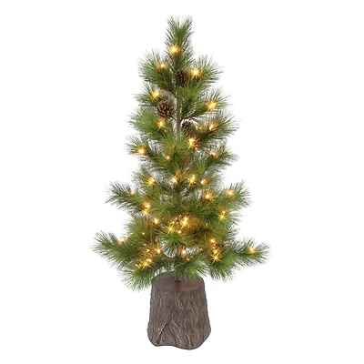 3.5ft. Pre-Lit Potted Artificial Christmas Tree, Clear Lights