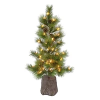 3.5ft. Pre-Lit Potted Artificial Christmas Tree, Clear Lights