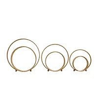Gold Metal Geometric Layered Ring Sculpture Set