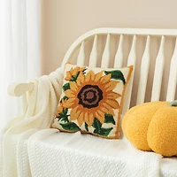 Glitzhome® 14" Fall Hooked Sunflower Pillow