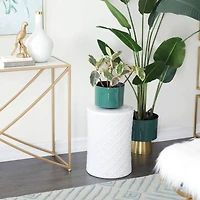 White Ceramic Contemporary Accent Table, 19" x 13" x 13"