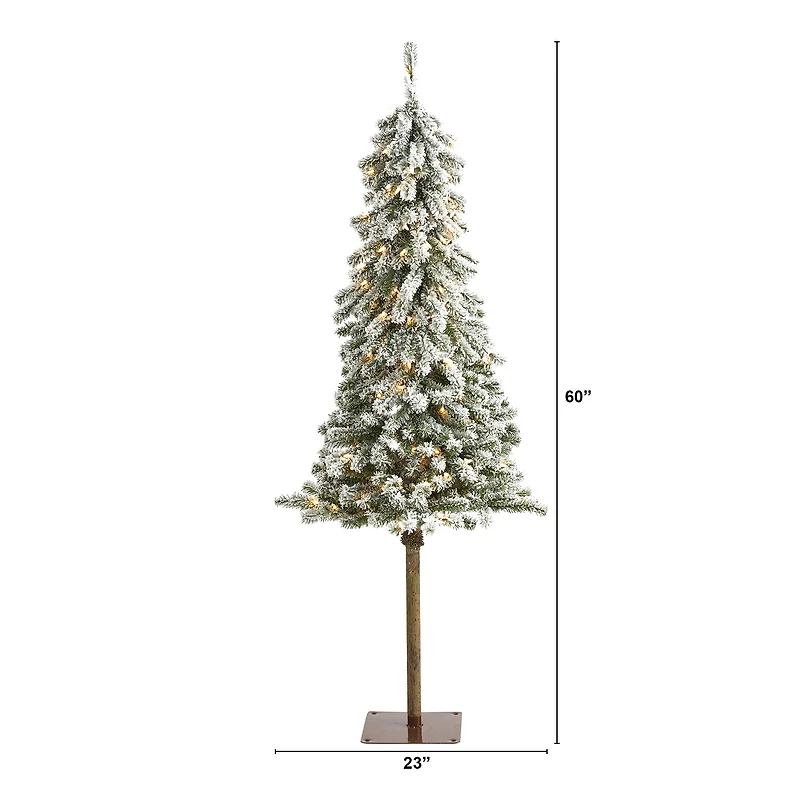 5ft. Pre-Lit Flocked Alpine Artificial Christmas Tree, Clear Lights