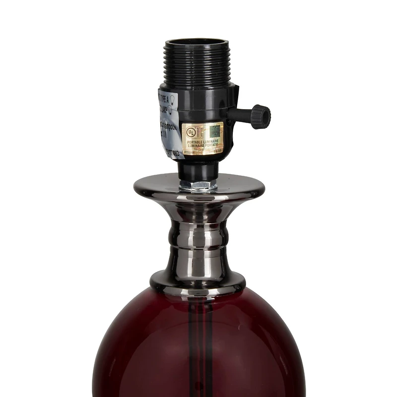 Red Velvet Glam Table Lamp, 27" x 13" x 13"