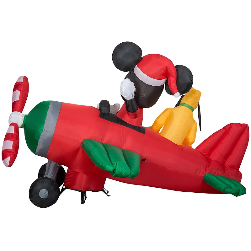 4.5ft. Animated Airblown® Mickey & Pluto Clubhouse Airplane Scene