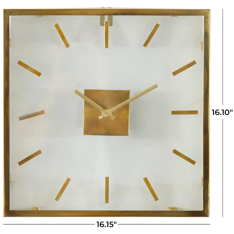 16" Gold Stainless Steel Wall Clock with Clear Face