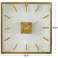16" Gold Stainless Steel Wall Clock with Clear Face