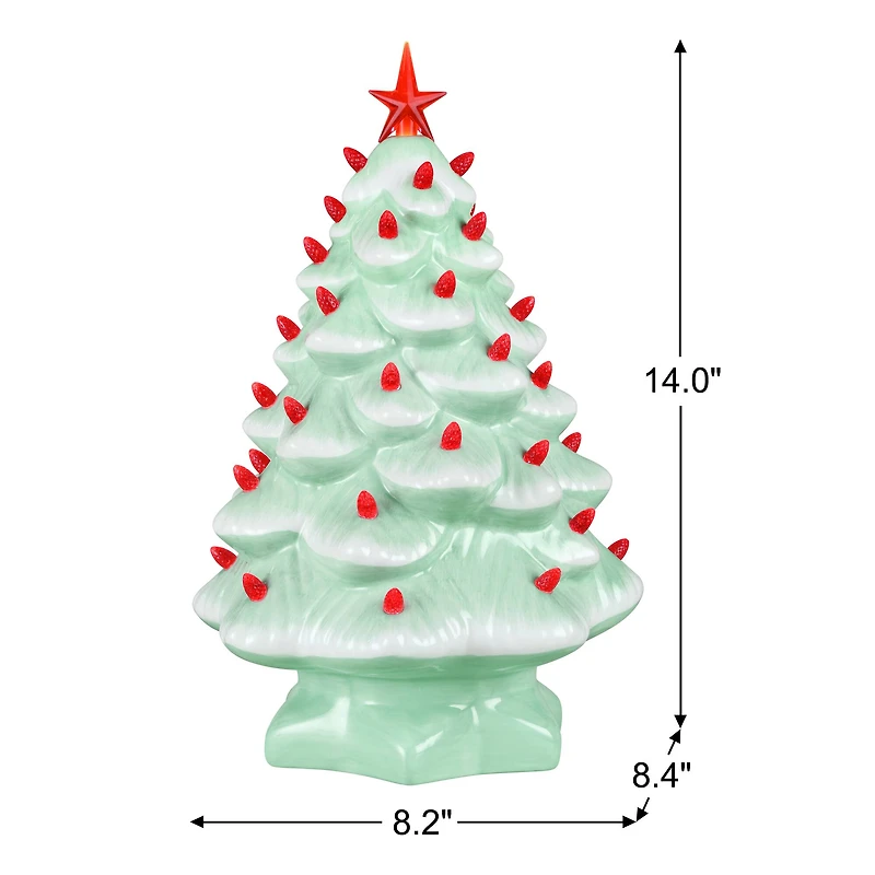 Mr. Christmas 14" Seafoam with Red Bulbs Nostalgic Ceramic Tree