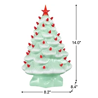 Mr. Christmas 14" Seafoam with Red Bulbs Nostalgic Ceramic Tree