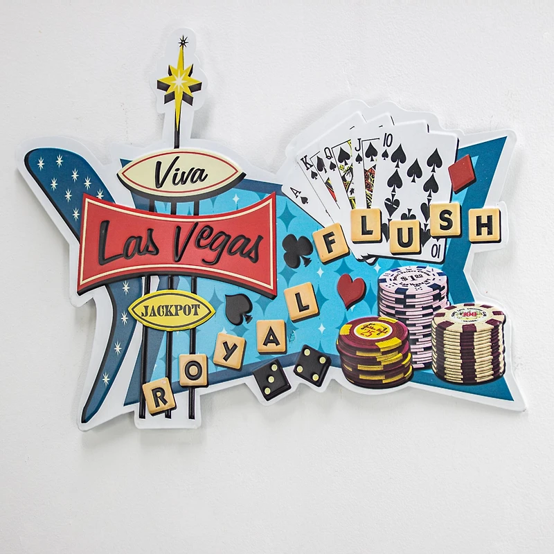 American Art Décor™ 18" Viva Las Vegas Royal Flush Metal Sign