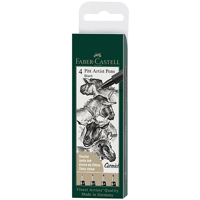 Faber-Castell® PITT® 0.1mm-0.7mm Black 4 Piece Artist Pen Set