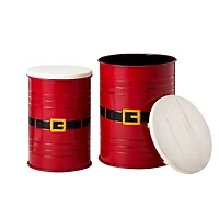 Glitzhome® Christmas Metal Santa Belt Storage Container Set