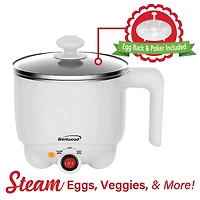 Brentwood White 1.1qt. 400 Watt Stainless Steel Electric Hot Pot Cooker & Food Steamer