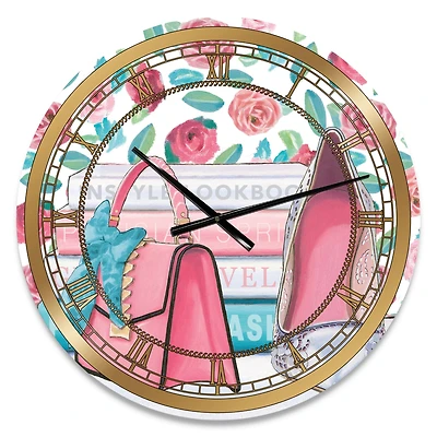 Designart 'Pink Fashion High Heels I Glam Wall Clock
