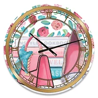 Designart 'Pink Fashion High Heels I Glam Wall Clock