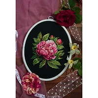 Luca-S Peter Brand Peony Counted Cross Stitch Kit with Display Hoop