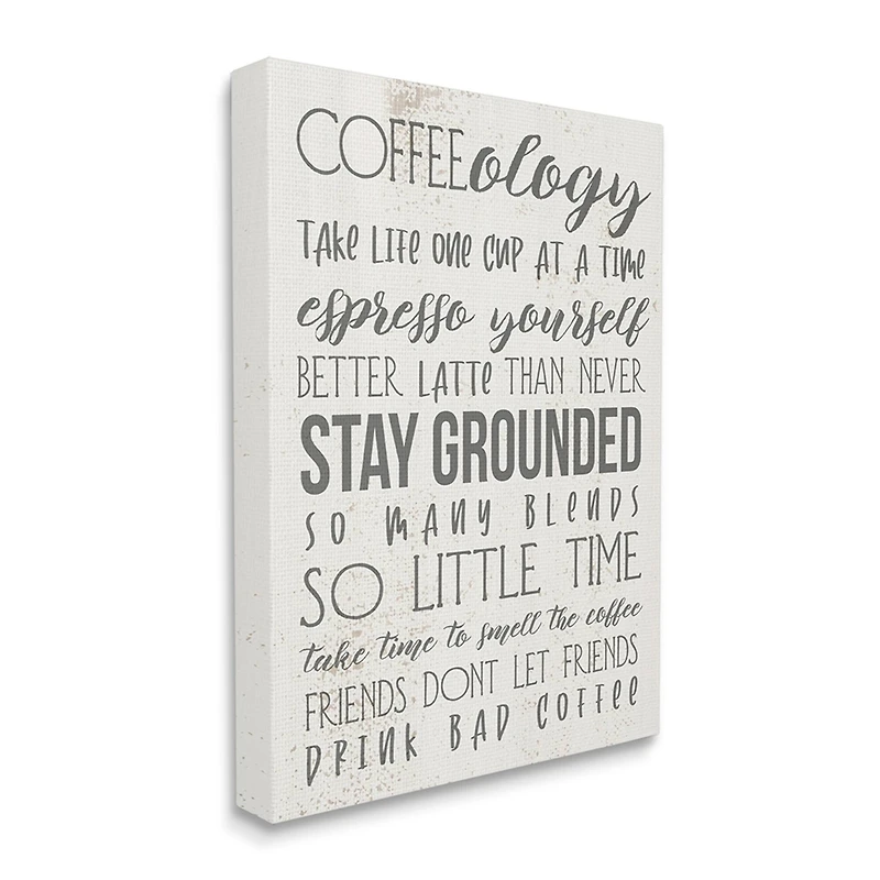 Stupell Industries Coffee-Ology Motivational Life Puns Kitchen Humor Canvas Wall Art
