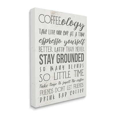 Stupell Industries Coffee-Ology Motivational Life Puns Kitchen Humor Canvas Wall Art