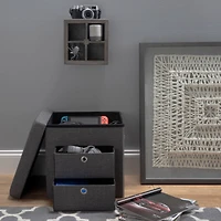 Simplify Gray 2 Drawer Collapsible Storage Ottoman