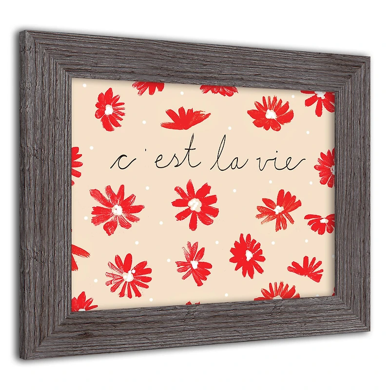 C'est La Vie Florals Wall Print in Frame