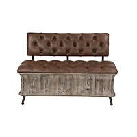 Brown Chinese Fir Rustic Bench, 32" x 47" x 20"