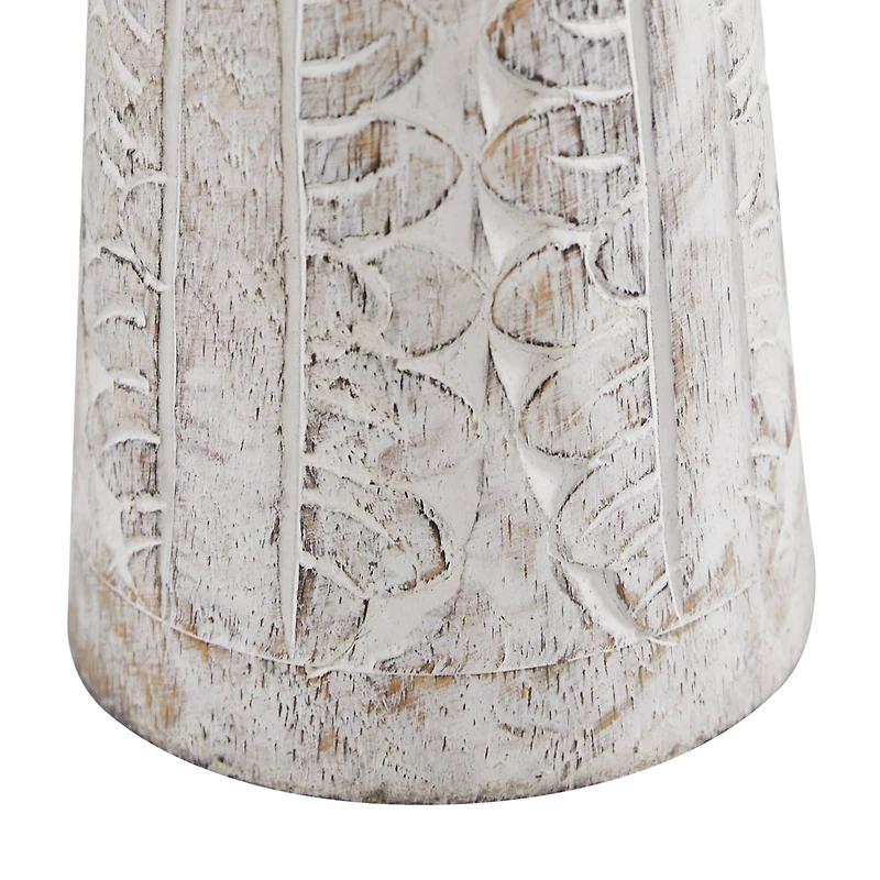 White Mango Wood Natural Candle Holder Set