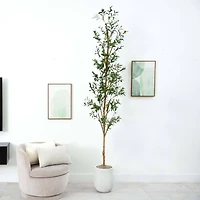 9ft. Potted Artificial Olive Tree with Natural Trunk