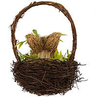 7" Easter Rabbit with Twig Basket Accent