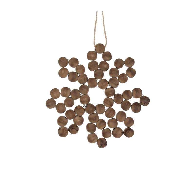 Wood Bead Snowflake Ornament Set