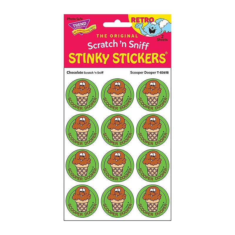 TREND Enterprises® Scooper Dooper Chocolate Scented Stickers, 6 Packs of 24