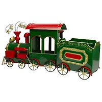34'' Green, Red and Gold Metal Train Figurine Tabletop Christmas Decoration