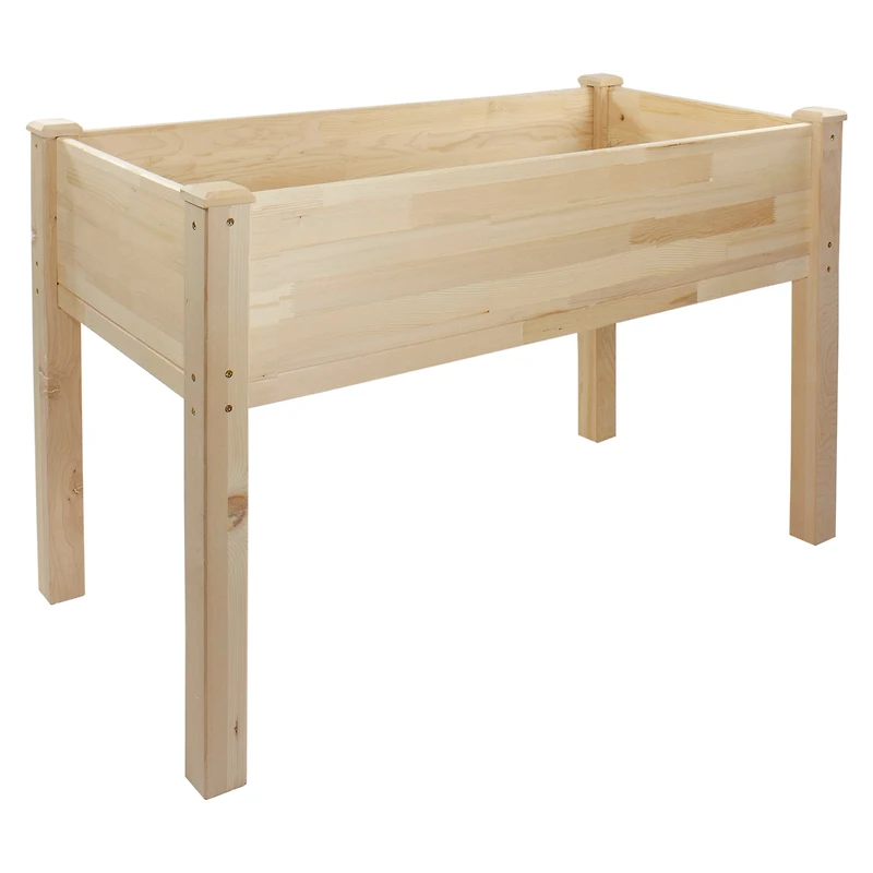 4ft. Natural Wood Raised Garden Bed Planter Box With Liner