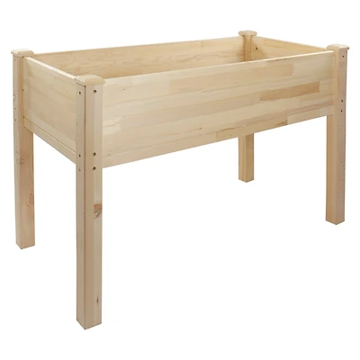 4ft. Natural Wood Raised Garden Bed Planter Box With Liner