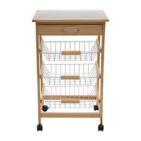 Organize It All 3-Tier Basket & Drawer Kitchen Cart