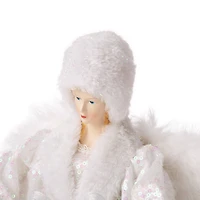 Glitzhome® 16" White Faux Fur Christmas Angel Tree Topper