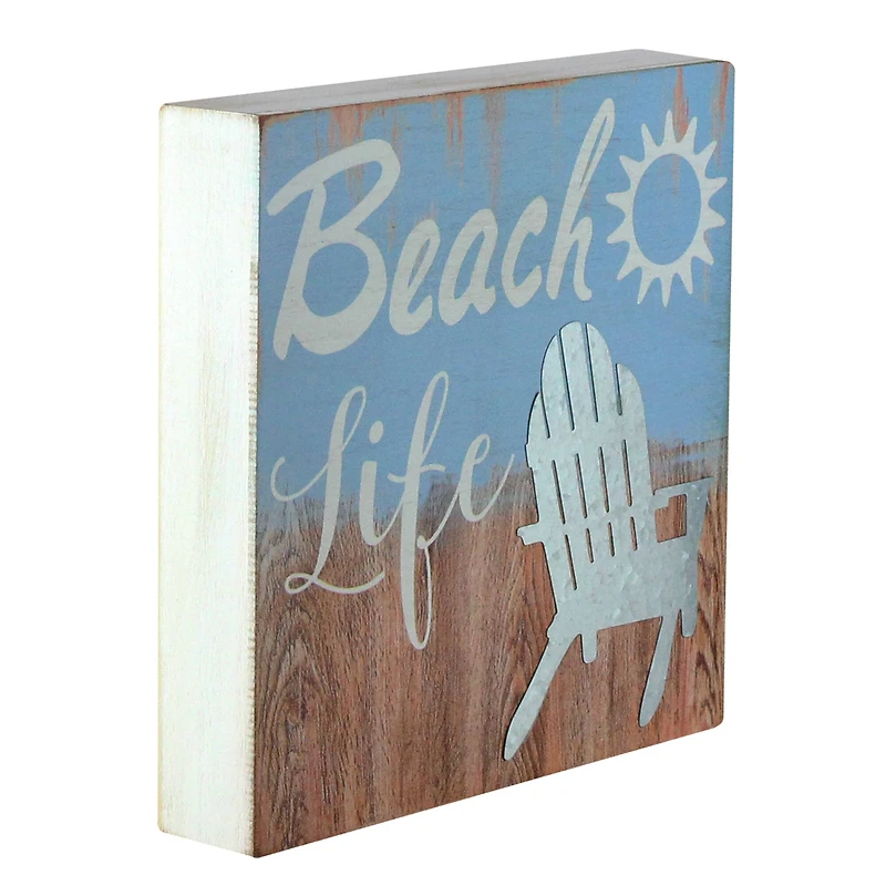 8" Blue & Brown Beach Life Plaque Wall Accent