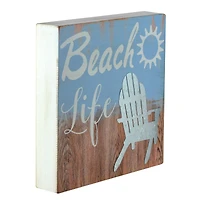 8" Blue & Brown Beach Life Plaque Wall Accent