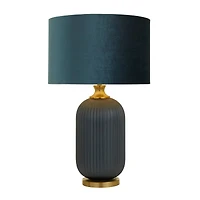 Blue Velvet Transitional Table Lamp, 26" x 16" x 16"