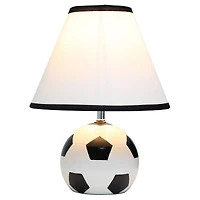 Simple Designs™ 11.5" Soccer Ball Base Table Lamp with White Shade Black Trim
