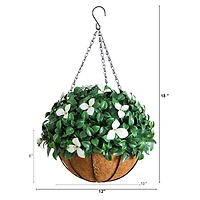 18in. UV Resistant Artificial Gardenia Hanging Basket (Indoor/Outdoor)
