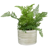 The Novogratz 13" Green Faux Foliage Fern Artificial Plant With Patterned Round Pot