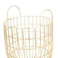 Set of 2 Gold Iron Contemporary Storage Baskets, 17" x 11" x 11"