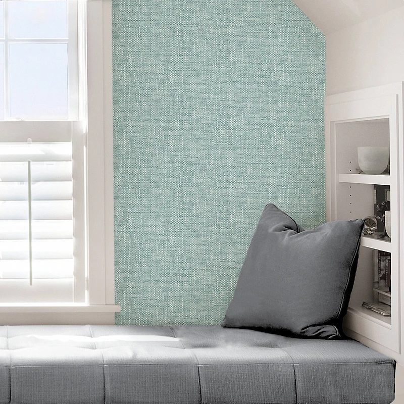 NuWallpaper Aqua Poplin Texture Peel & Stick Wallpaper