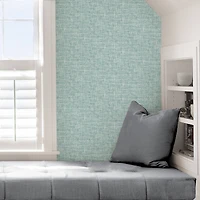 NuWallpaper Aqua Poplin Texture Peel & Stick Wallpaper