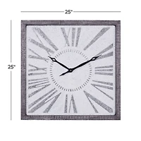 Grey Farmhouse Metal Wall Clock, 25" x 25"