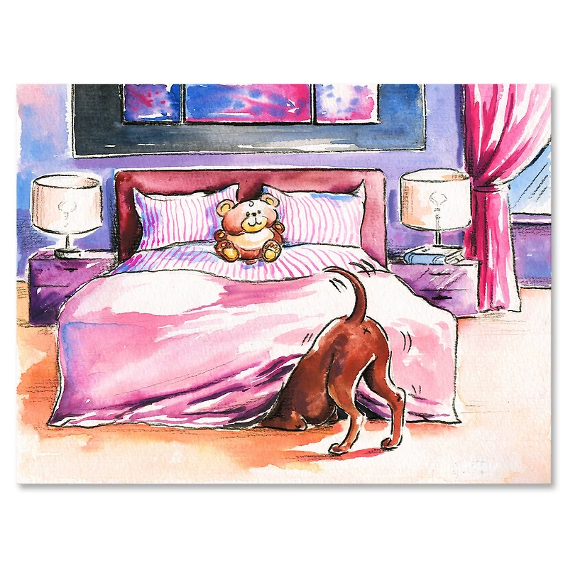 Designart - Brown Dog Looking Under the Bed