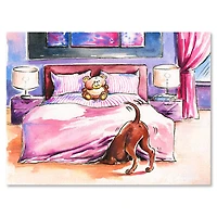 Designart - Brown Dog Looking Under the Bed