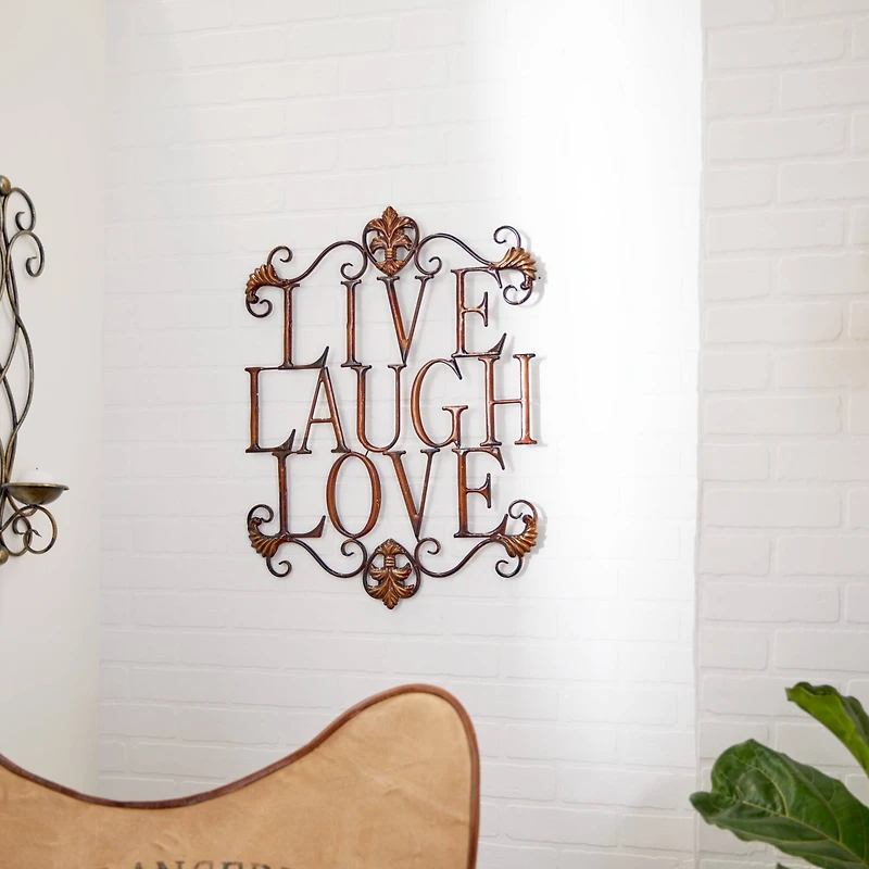 Brown Metal Live, Laugh, Love Wall Decoration