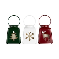 LED Lighted Tree  Snowflake and Reindeer Christmas Candle Lanterns - 8" - Set of 3